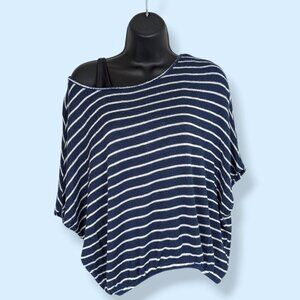 Striped Asymmetrical Stretch Sweater